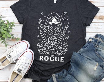 Rogue D20 Dice T-Shirt, RPG Gaming Tee