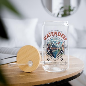 Waterdeep Sipper Glass, 16oz tumbler, Perfect for D&D players, Geeky Gift, Baldurs Gate, Dungeons and Dragons gift, dnd gifts, dm gift bg3