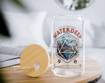 Waterdeep Sipper Glass, 16oz tumbler, Perfect for D&D players, Geeky Gift, Baldurs Gate, Dungeons and Dragons gift, dnd gifts, dm gift bg3