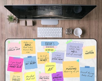 Personalized Affirmation Desk Mat, Inspirational mouse pad, Morning Motivational Vibes Swear Daily Reminder Bad Bitch Self Love office decor