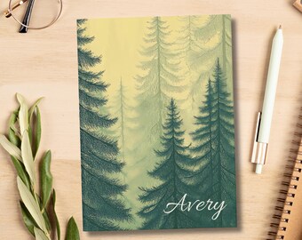 Personalized Mountain Tree Journal Custom Forest Hiking Nature Journal Customized Adventure Outdoor Notebook Travel Journal Gift for Hiker