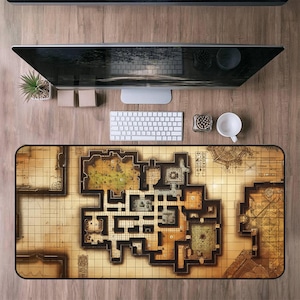 XL Gaming Schreibtischmatte für Dungeons and Dragons und Fantasy Leser - Castlecore Kreatives Dekor, DM Player Geschenk, DND Map Schreibtisch, Dungeon Crawl Matte
