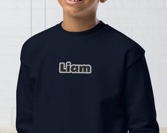Geborduurde trui met naam jongens, shirt met geborduurde naam, shirt met naam peuter, romper met naam peuter jongen, gepersonaliseerde bubbel voor kinderen, outfit babynaam