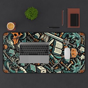 XL Gaming Desk Mat for Dungeons and Dragons and Fantasy Readers - Creative Decor Gift, Castlecore, DM Player, DND Player Gift, Fantasy Desk image 2