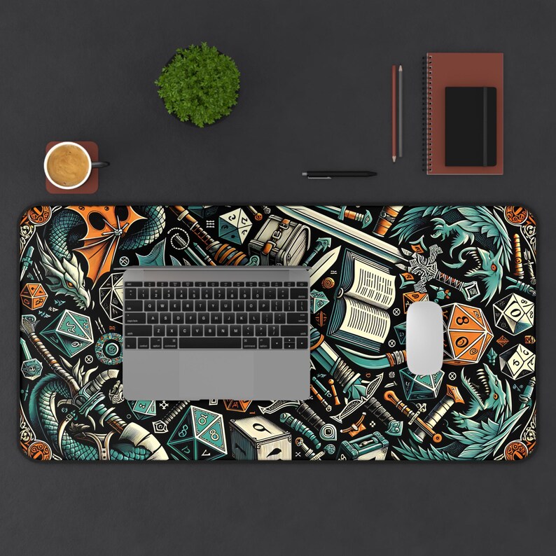 XL Gaming Desk Mat for Dungeons and Dragons and Fantasy Readers - Creative Decor Gift, Castlecore, DM Player, DND Player Gift, Fantasy Desk image 2