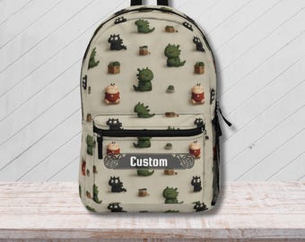 Whimsical Art Backpack, Personalized Kids School Bag, Stylish Adventure Bag, Dungeons and Dragons Gift, Fantasy Travel Accessory