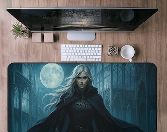 Tappetino da scrivania fantasy "Trono di Vetro", tappetino per mouse Celaena Sardothien Sara J Maas, regalo per lettori, fan art di Aelin Galathynius, Terrasen