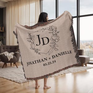 Custom Anniversary Blanket, Personalized Wedding Throw, Anniversary Blanket, Engagement Gift For Couple, Wedding Shower Bridal Shower Gift