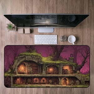 Bureaumat - Underground Mine Fantasy Dungeons and Dragons Setting Dwarves Mining Dark Haunted Forest, mysterieuze muismat, gamepad, bg3