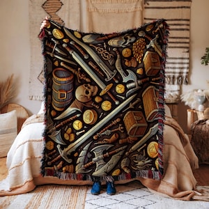 DND Woven BLANKET, Dungeons and Dragons blanket, d&d blanket, Dragon Blanket, Dnd Gifts, dnd bedding, Nerdy Blanket, Gaming blanket, blanket
