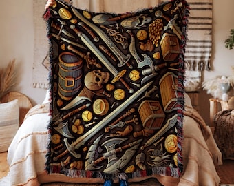 COPERTA tessuta DND, coperta Dungeons and Dragons, coperta d&d, coperta drago, regali Dnd, biancheria da letto Dnd, coperta nerd, coperta da gioco, coperta
