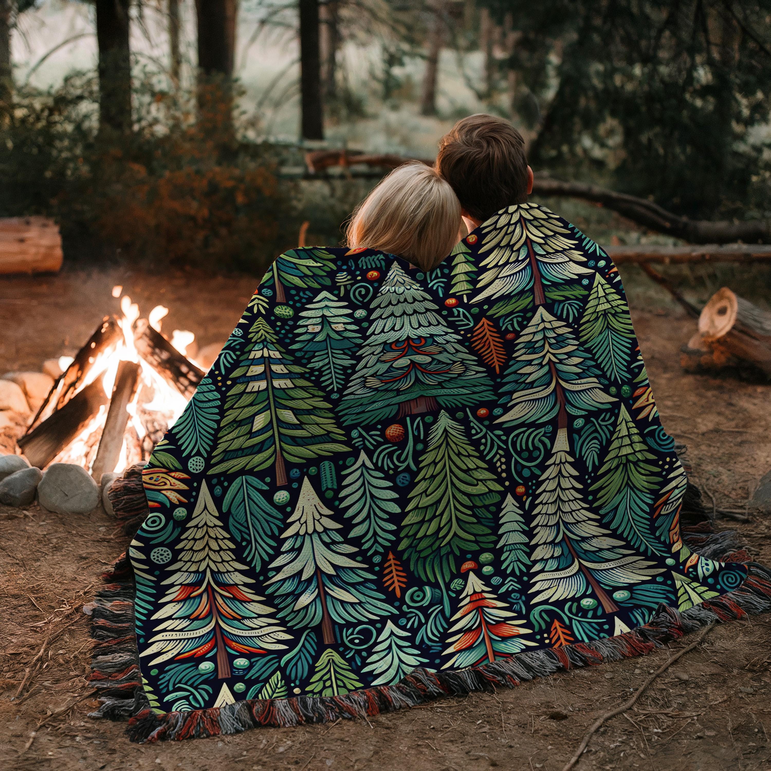 アウトドア寝具 VAULTROOM LIVING BLANKET Nature Wildlife Woven Blanket - Forest Flora and Fauna, Home Decor
