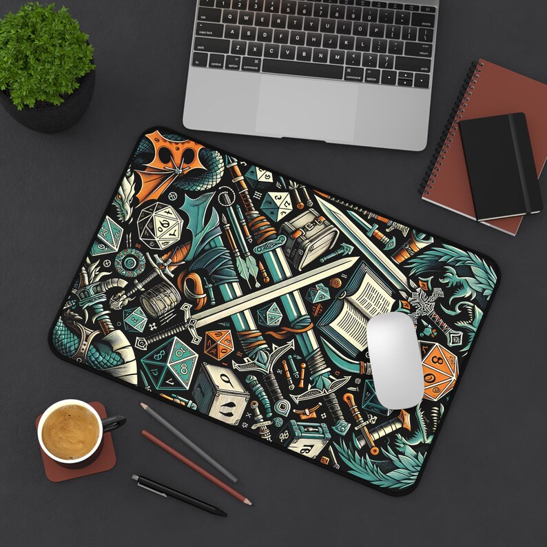 XL Gaming Desk Mat for Dungeons and Dragons and Fantasy Readers - Creative Decor Gift, Castlecore, DM Player, DND Player Gift, Fantasy Desk image 3