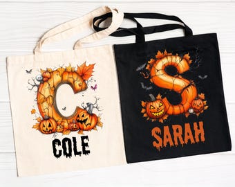 Trick Or Treat Tote Bag, Personalized Halloween Tote Bag, Halloween Bags for Kids, Kids Halloween Tote Bag, Candy Tote Bags Halloween Basket