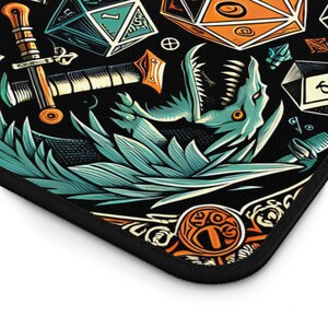 XL Gaming Desk Mat for Dungeons and Dragons and Fantasy Readers - Creative Decor Gift, Castlecore, DM Player, DND Player Gift, Fantasy Desk image 8