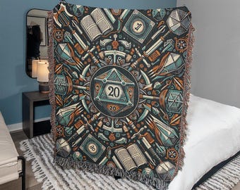 COPERTA tessuta DND, coperta Dungeons and Dragons, coperta d&d, coperta drago, regali Dnd, biancheria da letto Dnd, coperta nerd, coperta da gioco, coperta