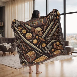 DND BLANKET, Dungeons and Dragons blanket, d&d blanket, Goblincore, Dnd Gifts, dnd bedding, Nerdy Blanket, Castle blanket, BG3, Astarion