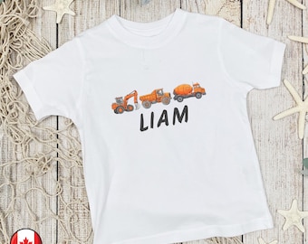 Custom Construction Trucks Kids Shirt, Personalized Toddler Tee