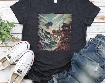 Kaiju T-Shirt,Vintage Japanese Giant Monster Great Wave T-Shirt,Monster and the Wave Youth Shirt,King of the Monsters Adult Youth Kids Shirt