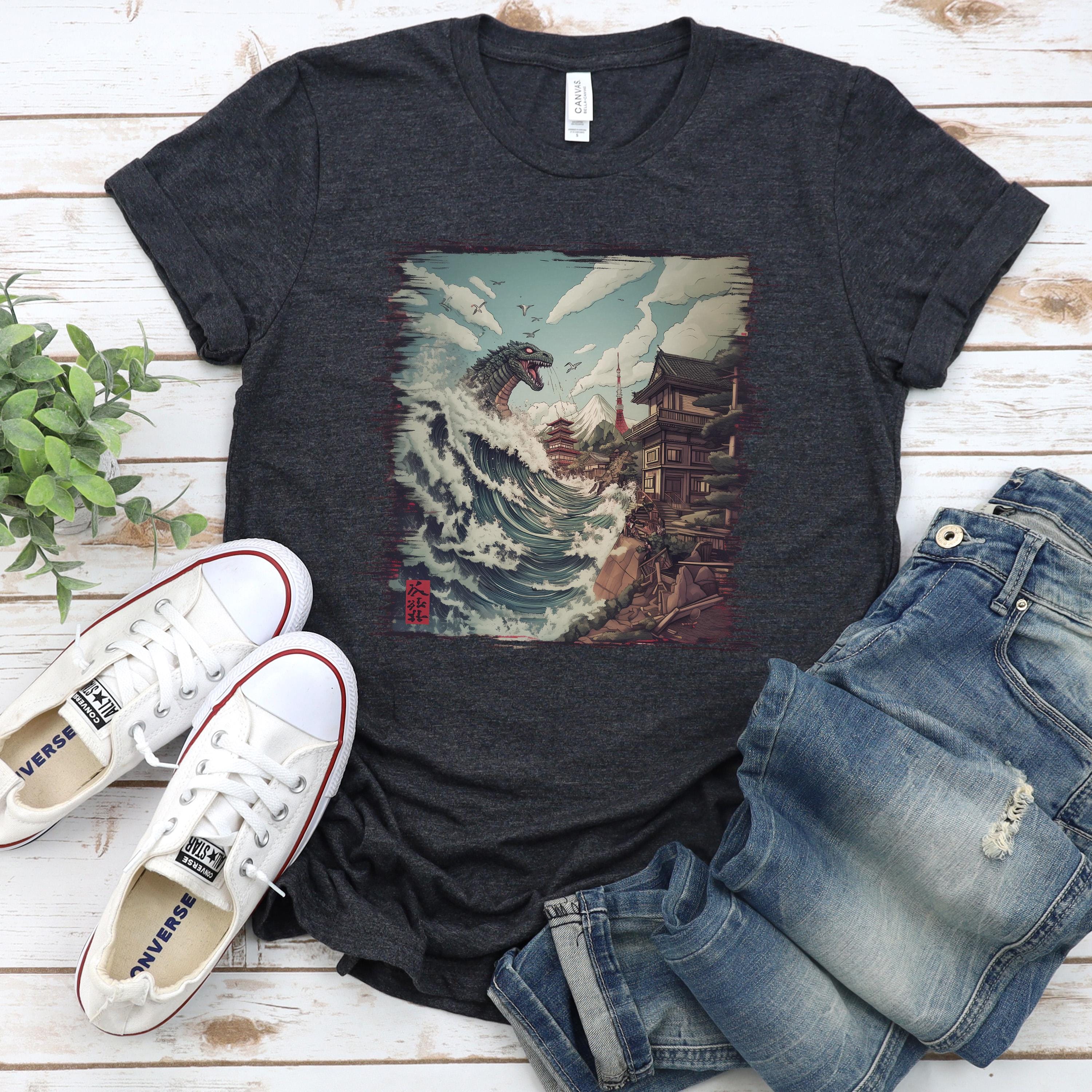 Kaiju T-Shirt,Vintage Japanese Giant Monster Great Wave T-Shirt,Monster and the Wave Youth Shirt,King of the Monsters Adult Youth Kids Shirt