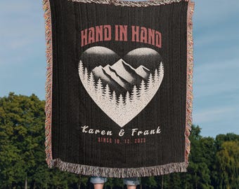 Personalized Anniversary Blanket: Outdoorsy Couple Gift, Cottagecore Tapestry
