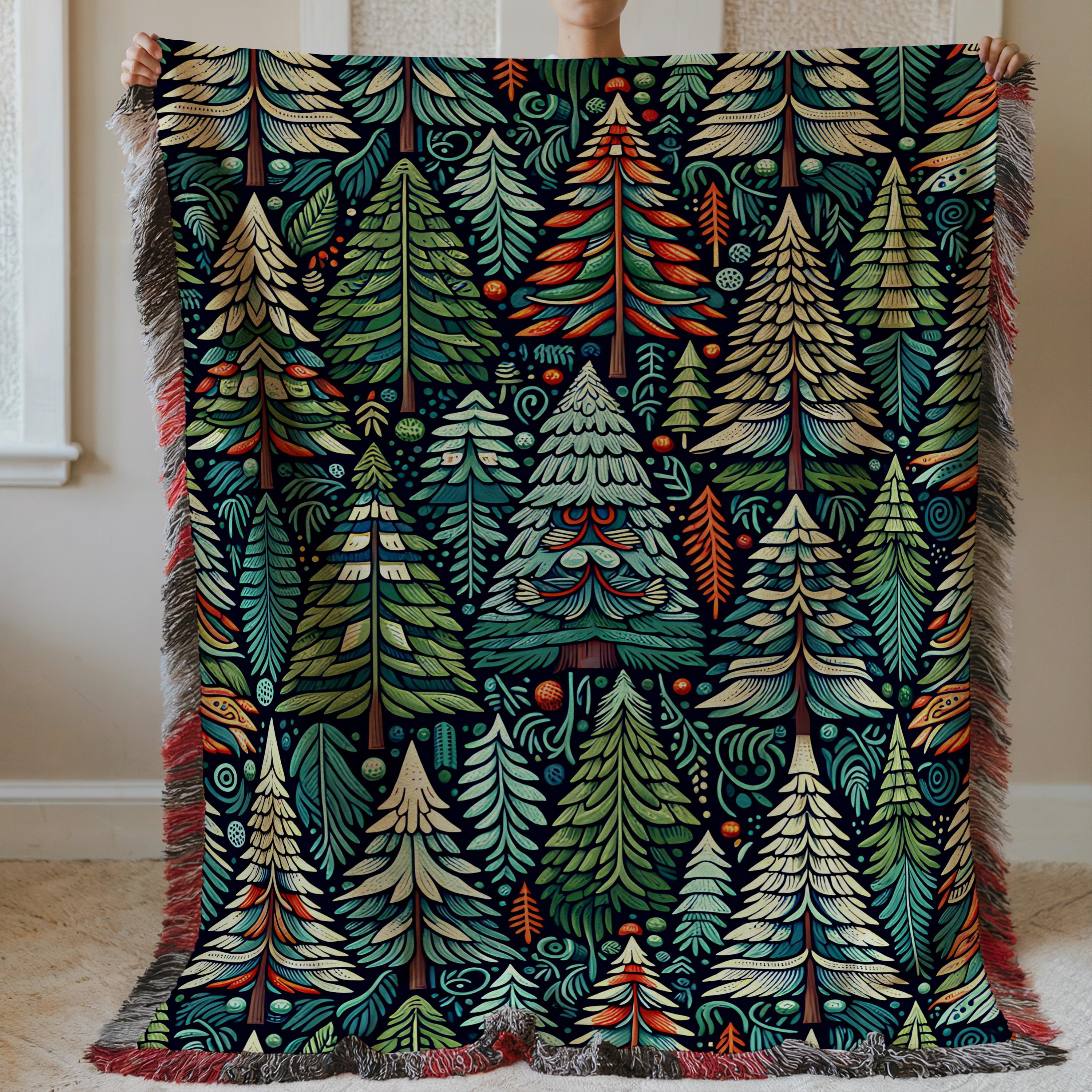Nature Wildlife Woven Blanket - Forest Flora and Fauna, Home Decor