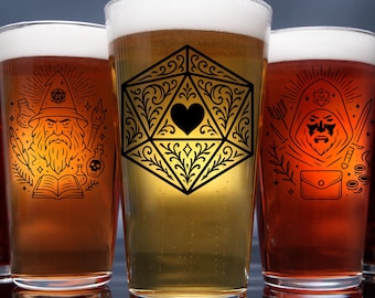 Personalized DnD Pint Glass, Customizable Dungeons and Dragons Class Mug