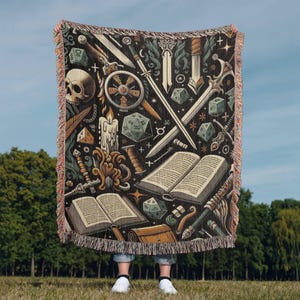 DND Woven BLANKET, Dungeons and Dragons blanket, d&d blanket, Dragon Blanket, Dnd Gifts, dnd bedding, Nerdy Blanket, Gaming blanket, blanket