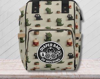 Trendy Diaper Backpack, Stylish Baby Bag, Parent Backpack, Unisex Baby Shower Gift, Dungeons and Dragons Themed Bag of Holding Joke, Nerdy