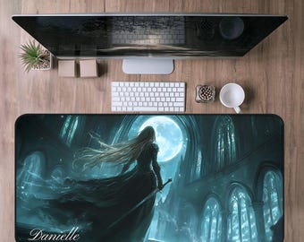 Tappetino da scrivania personalizzato "Trono di Vetro Fantasy", tappetino per mouse Celaena Sardothien Sara J Maas, regalo per lettori, regalo fan art TOG, Terrasen