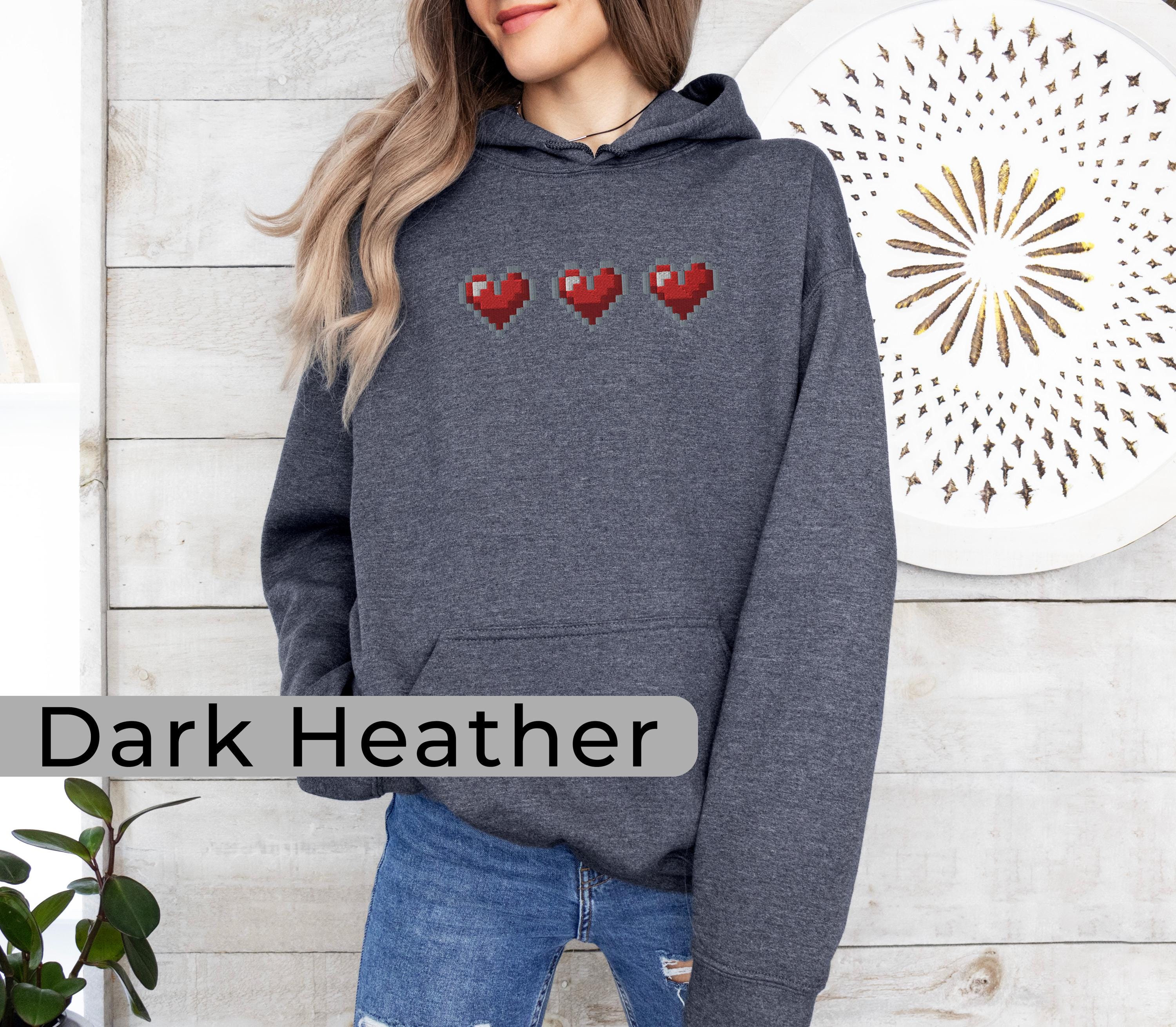 Retro 80's Heart Embroidered Hoodie, Valentine Heart Sweater