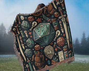 DND Woven BLANKET, Dungeons and Dragons blanket, d&d blanket, Dragon Blanket, Dnd Gifts, dnd bedding, Nerdy Blanket, Gaming blanket, blanket