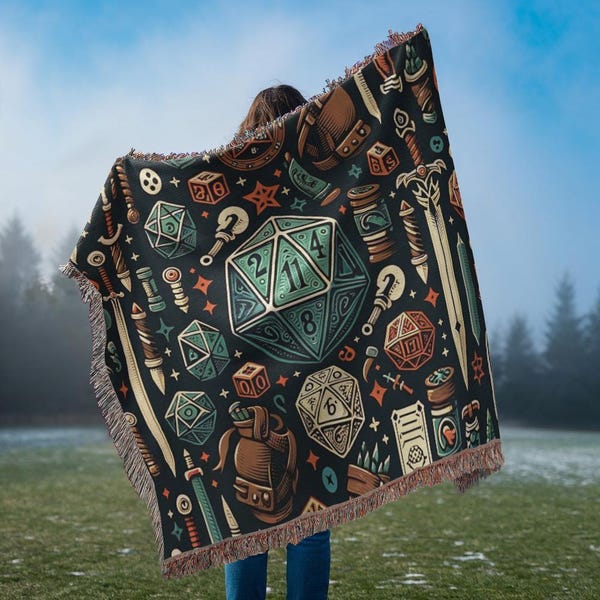 DND Woven BLANKET, Dungeons and Dragons blanket, d&d blanket, Dragon Blanket, Dnd Gifts, dnd bedding, Nerdy Blanket, Gaming blanket, blanket