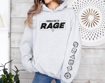 I Would Like To Rage DnD Hoodie, Barbarian D&D Dungeons And Dragons Class T Shirt, Funny DnD Gift For Him or Her Tee, Barbarian Cool Hoodie