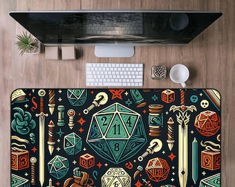 XL Gaming Desk Mat mouse pad for Dungeons and Dragons and Fantasy Readers,DM Player, DND Player Gift, mtg playmat, Playmat With Zones, Tcg