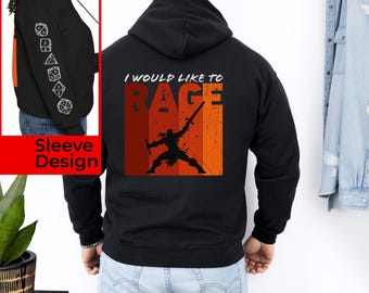 I Would Like To Rage DnD Hoodie, Barbarian D&D Dungeons And Dragons Class Hoodie, Funny DnD Gift For Him or Her Tee, Barbarian Cool Shirt