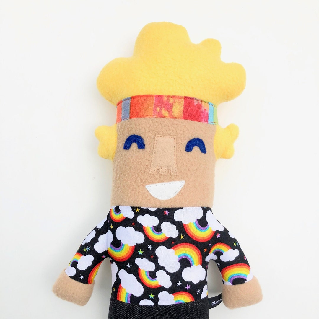 Zeke Smiling Boy Plushie Art Doll Stuffed Animal Headband Baby