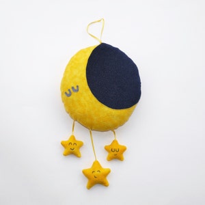 Moon and Stars plush mobile, baby gift, nursery gift, cute, bedroom, decor, moon, stars, plushie, nursery, stuffed animal