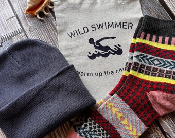 Cold Water Swimmer Hat and Socks Set Gift Wrapped