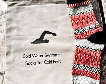 Men's Cold Water Swim Socks with Handmade Bag (Size 43EU)
