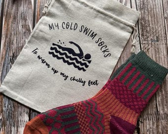 Cold Water Swimmer After Swim Socks Adult size with gift bag personalised