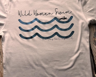 Swimmer T-Shirt: Cotton Tee for Wild Swimmers Hand Designed