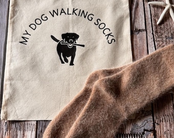 Angora Dog Walker Socks with Personalized Bag