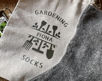 Gardening Gift Socks With Handmade printed bag Personalized