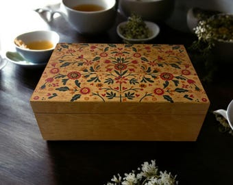 Mexican Pattern Personalized Wooden Box - Tea-Jewelry or Storage Organizer -Keepsake Box -Housewarming gift -Gift For Her -Birthday gift