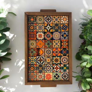 Gift-ready rustic wood tray with handles