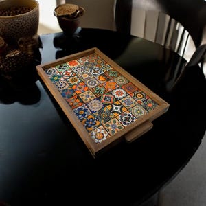 Turkish style ceramic tray for kitchen or coffee table