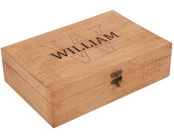 Personalized Wooden Keepsake Box with Name and Monogram, Wedding Gift, Birthday Gift, Valentine&#39;s Day Gift, Christmas Gift , Gift For Him