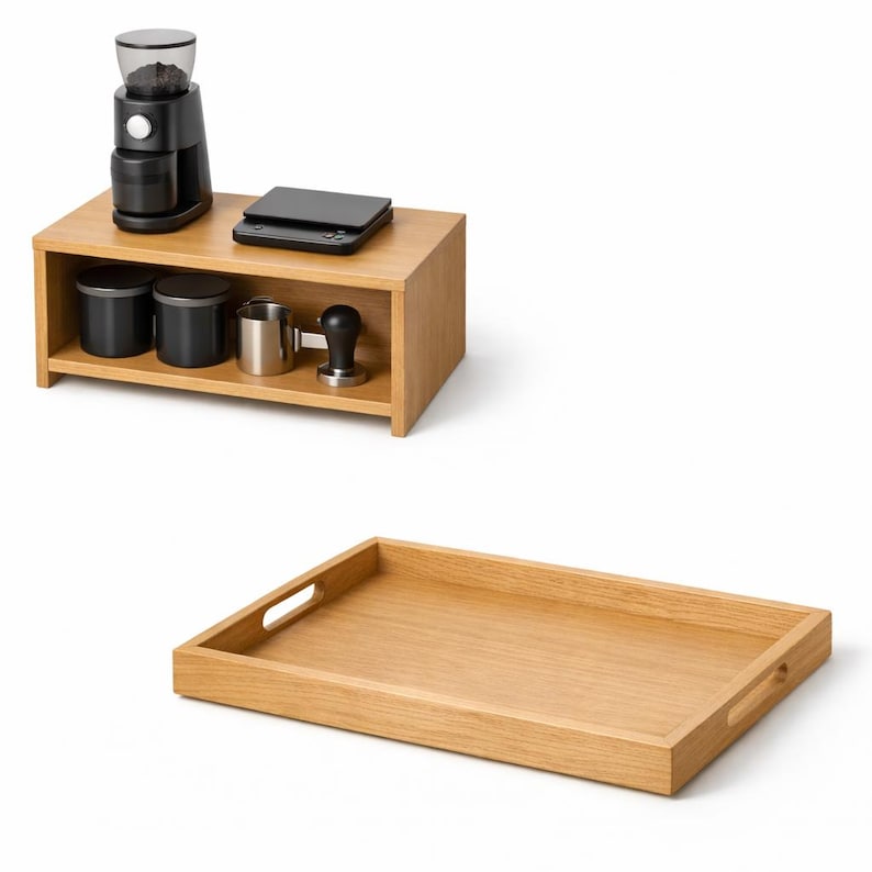 Tea Station Organizer With Drawer, Coffee Station Set, Wooden Tea Box 9 ...