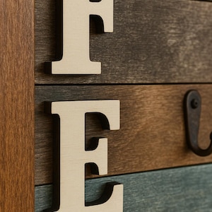 Rustic Coffee Mug Holder: Farmhouse Coffee Bar Decor, Wooden Wall Rack , Housewarming Gift image 4